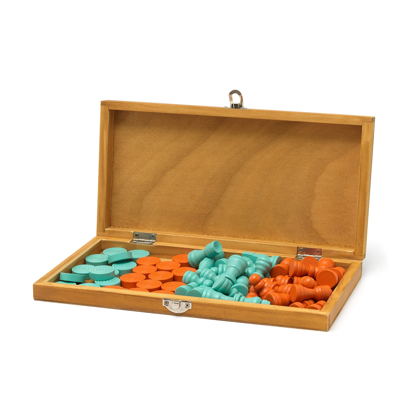 WOODEN CHESS AND DRAUGHTS / PACK DE 4