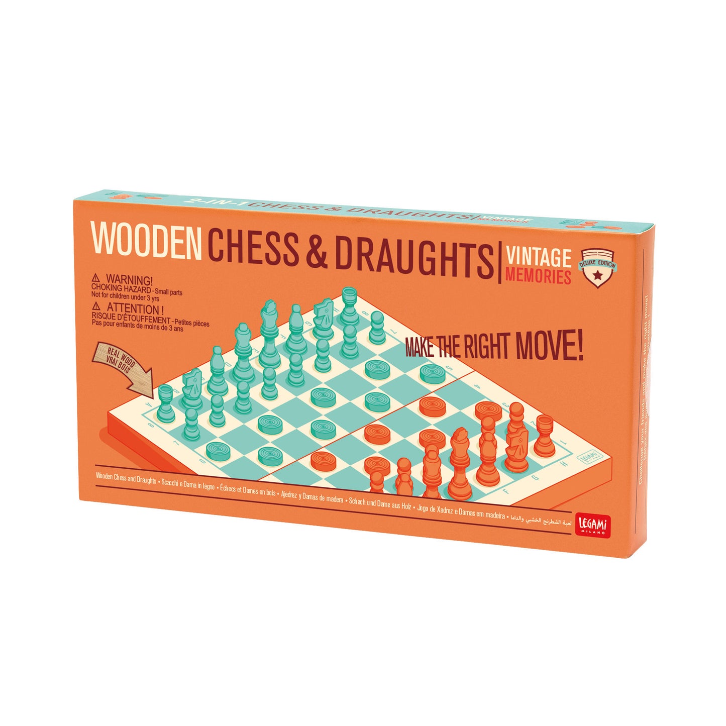 WOODEN CHESS AND DRAUGHTS / PACK DE 4