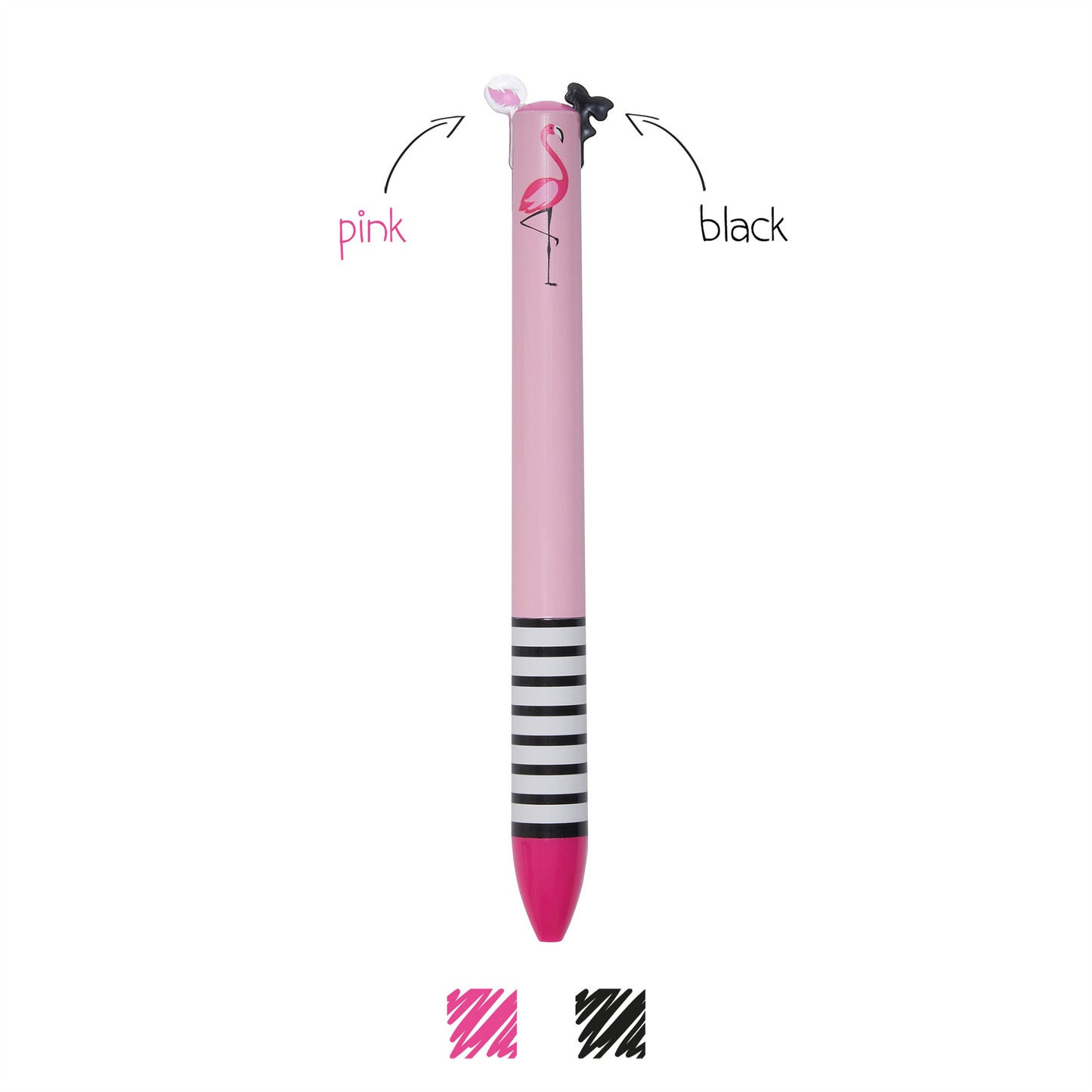 TWO-COLOUR BALLPOINT PEN - CLICK&CLACK - FLAMINGO / PACK DE 12