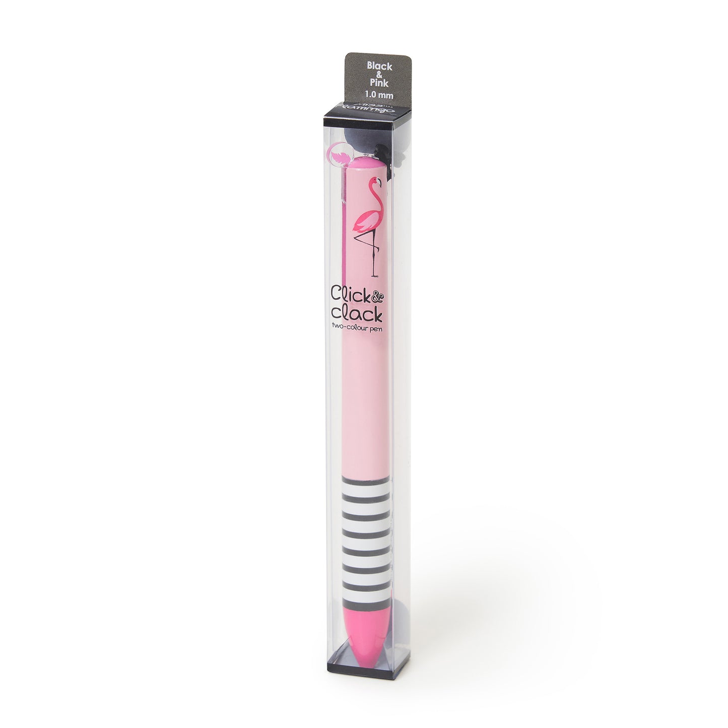 TWO-COLOUR BALLPOINT PEN - CLICK&CLACK - FLAMINGO / PACK DE 12