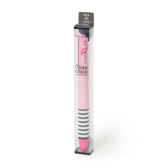 TWO-COLOUR BALLPOINT PEN - CLICK&CLACK - FLAMINGO / PACK DE 12