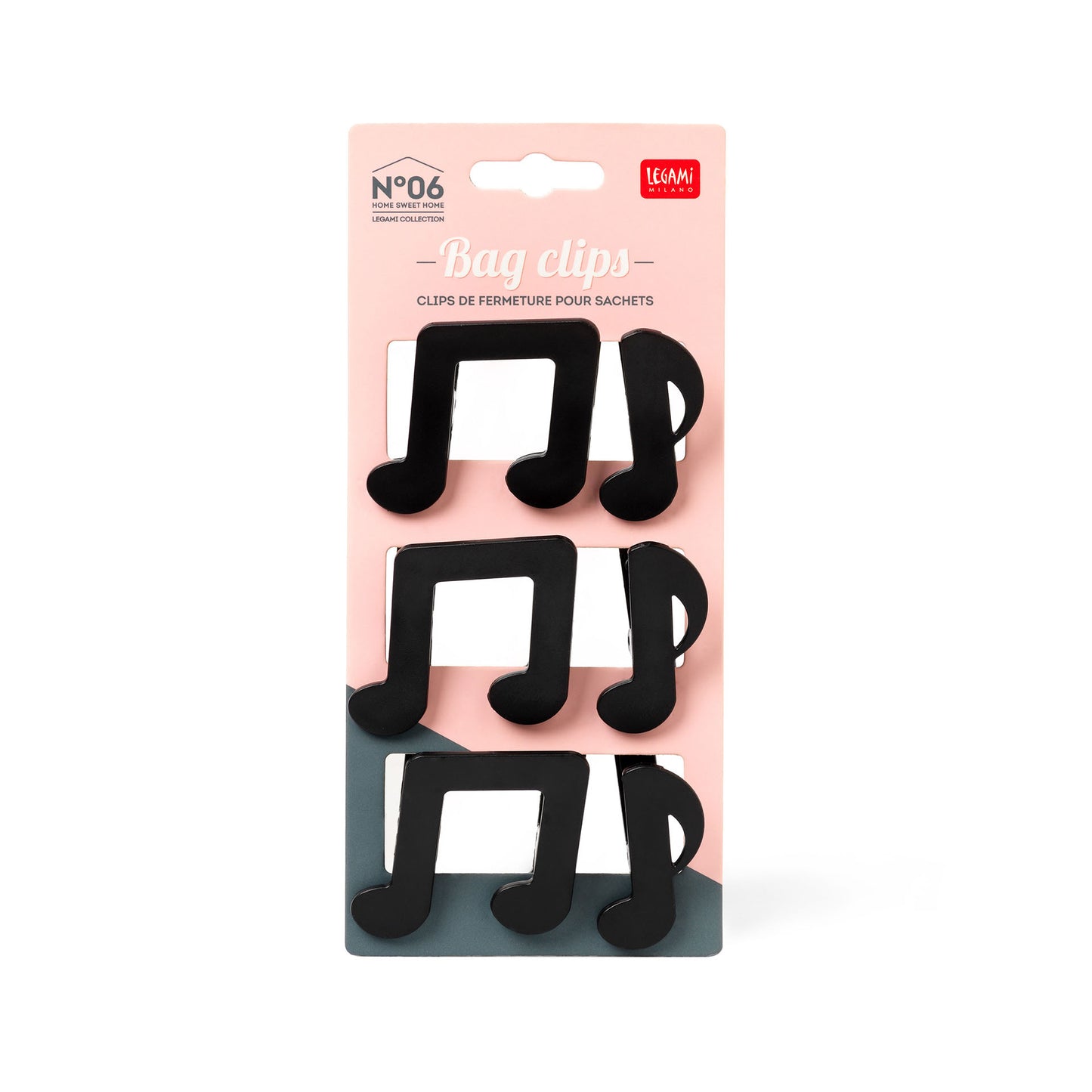 SET OF 6 BAG CLIPS - BAG CLIPS - MUSICAL NOTE / PACK DE 6