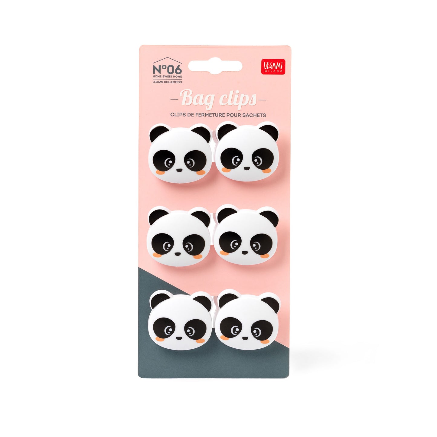 SET OF 6 BAG CLIPS - BAG CLIPS - PANDA / PACK DE 6