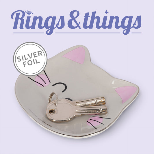 CERAMIC PLATE - RINGS & THINGS - KITTY / PACK DE 4