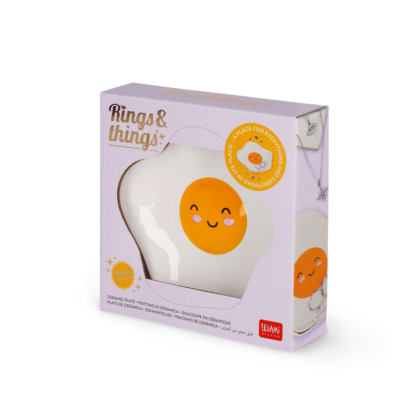 CERAMIC PLATE - RINGS & THINGS - EGG / PACK DE 4