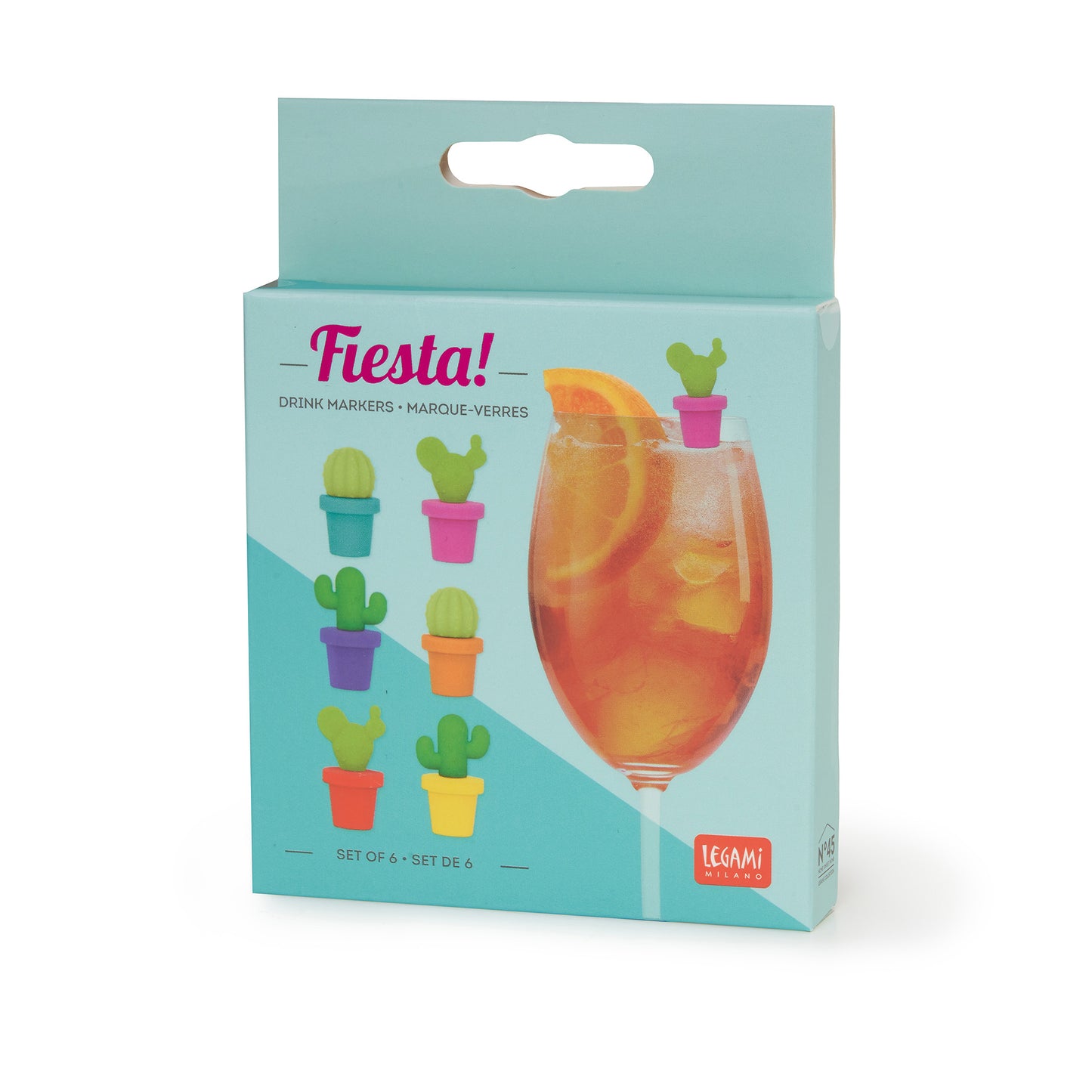 SET OF 6 DRINK MARKERS - FIESTA! - MULTICOLOR - CACTUS / PACK DE 8
