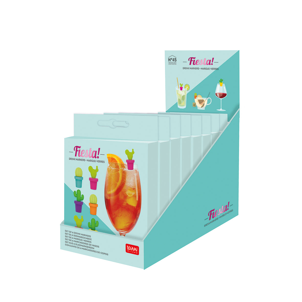 SET OF 6 DRINK MARKERS - FIESTA! - MULTICOLOR - CACTUS / PACK DE 8
