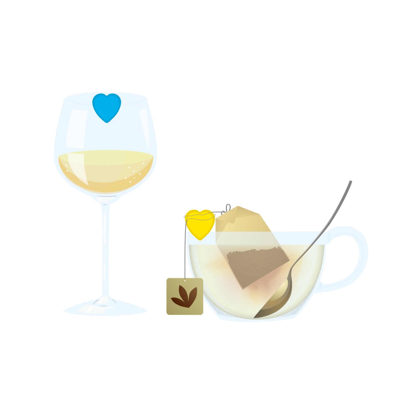 SET OF 6 DRINK MARKERS - LOVE IS IN THE GLASS - HEART / PACK DE 8