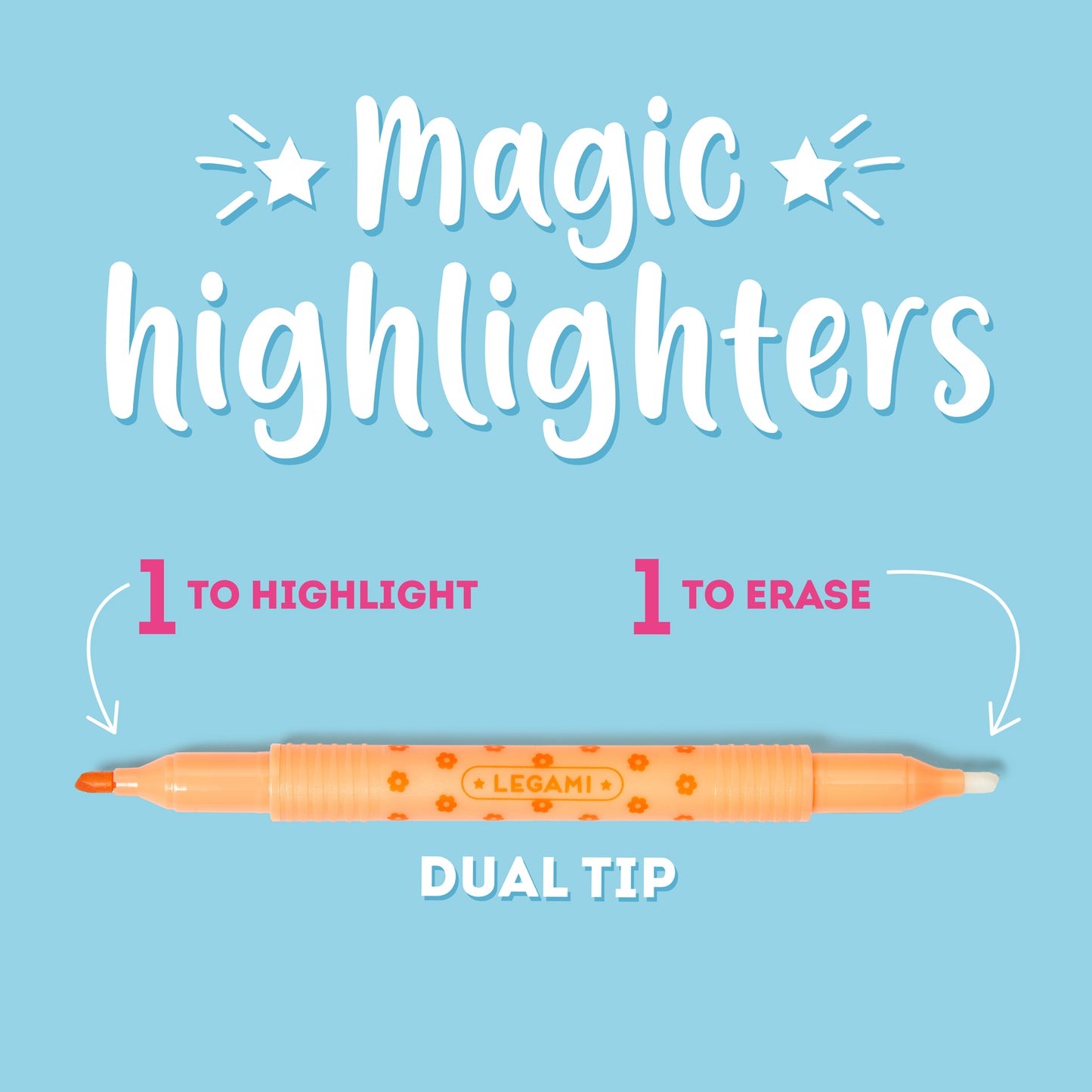 SET OF 6 ERASABLE HIGHLIGHTERS - MAGIC HIGHLIGHTERS / PACK DE 12