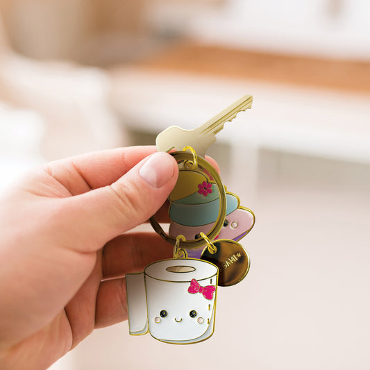 ENAMEL KEY RING - WHAT A KEY RING - POO / PACK DE 3