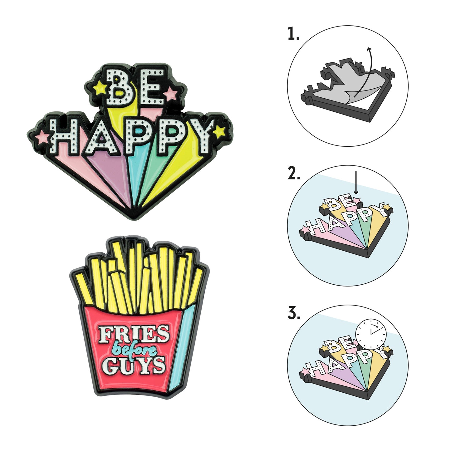 SET OF 2 METAL STICKERS - CUTIE - FRIES / PACK DE 10