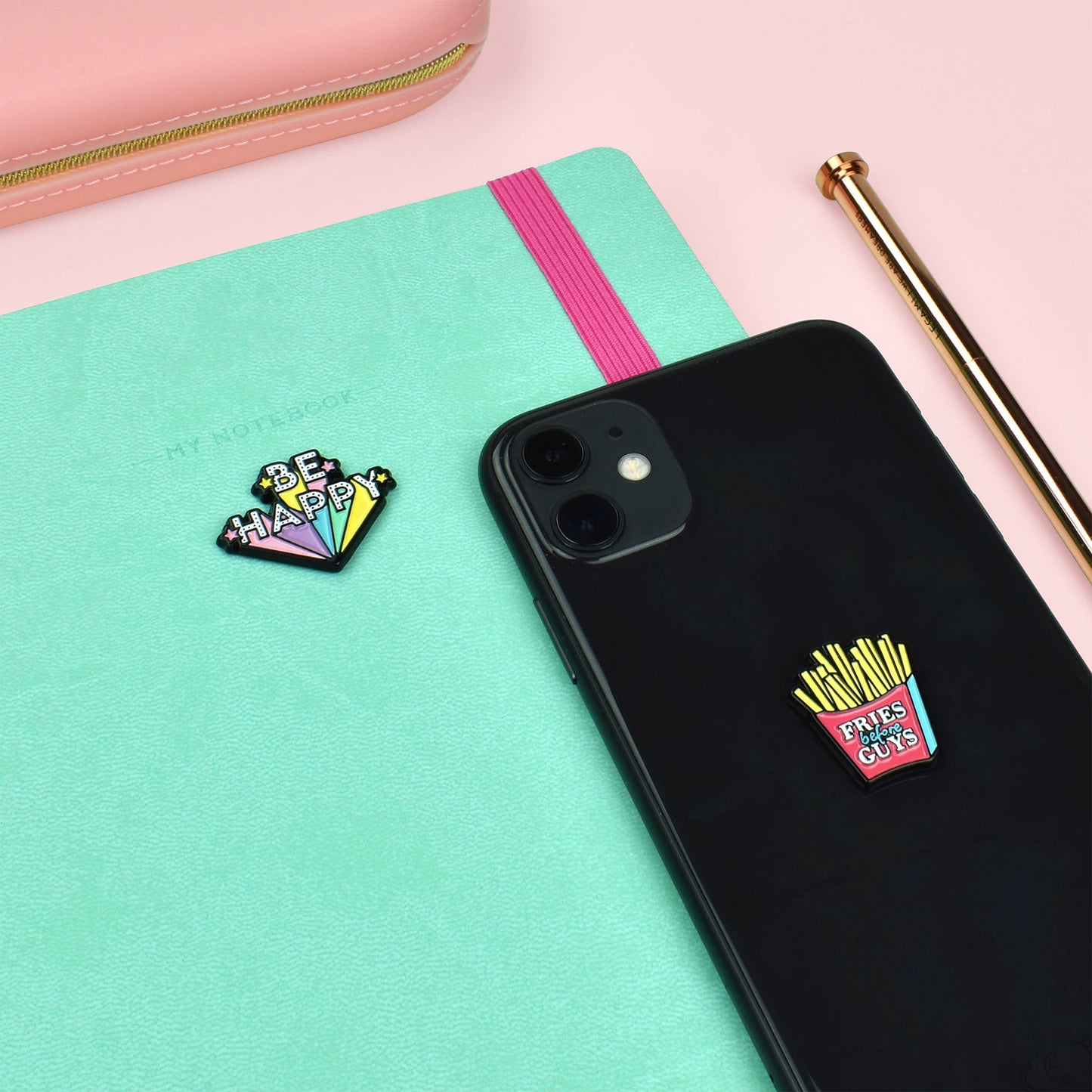 SET OF 2 METAL STICKERS - CUTIE - FRIES / PACK DE 10