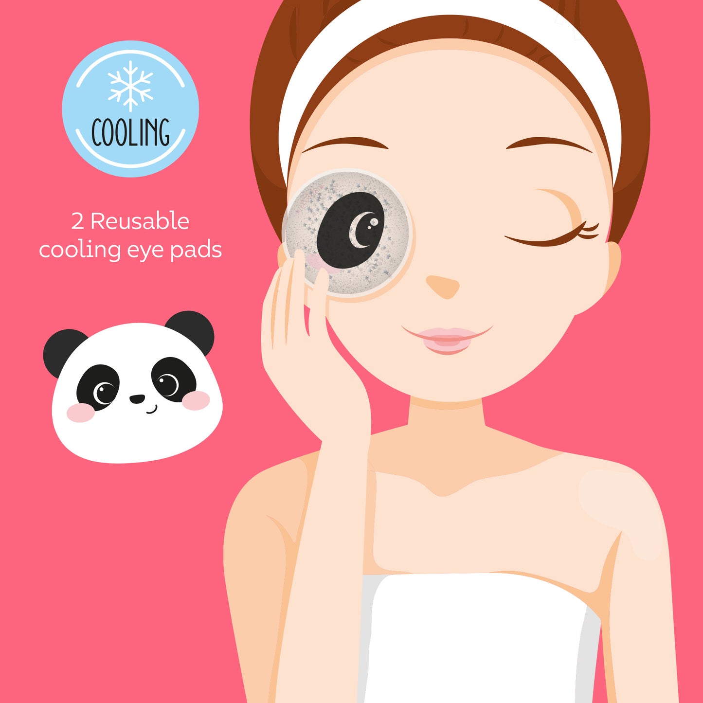 REUSABLE COOLING EYE PADS - CHILL OUT - PANDA / PACK DE 10