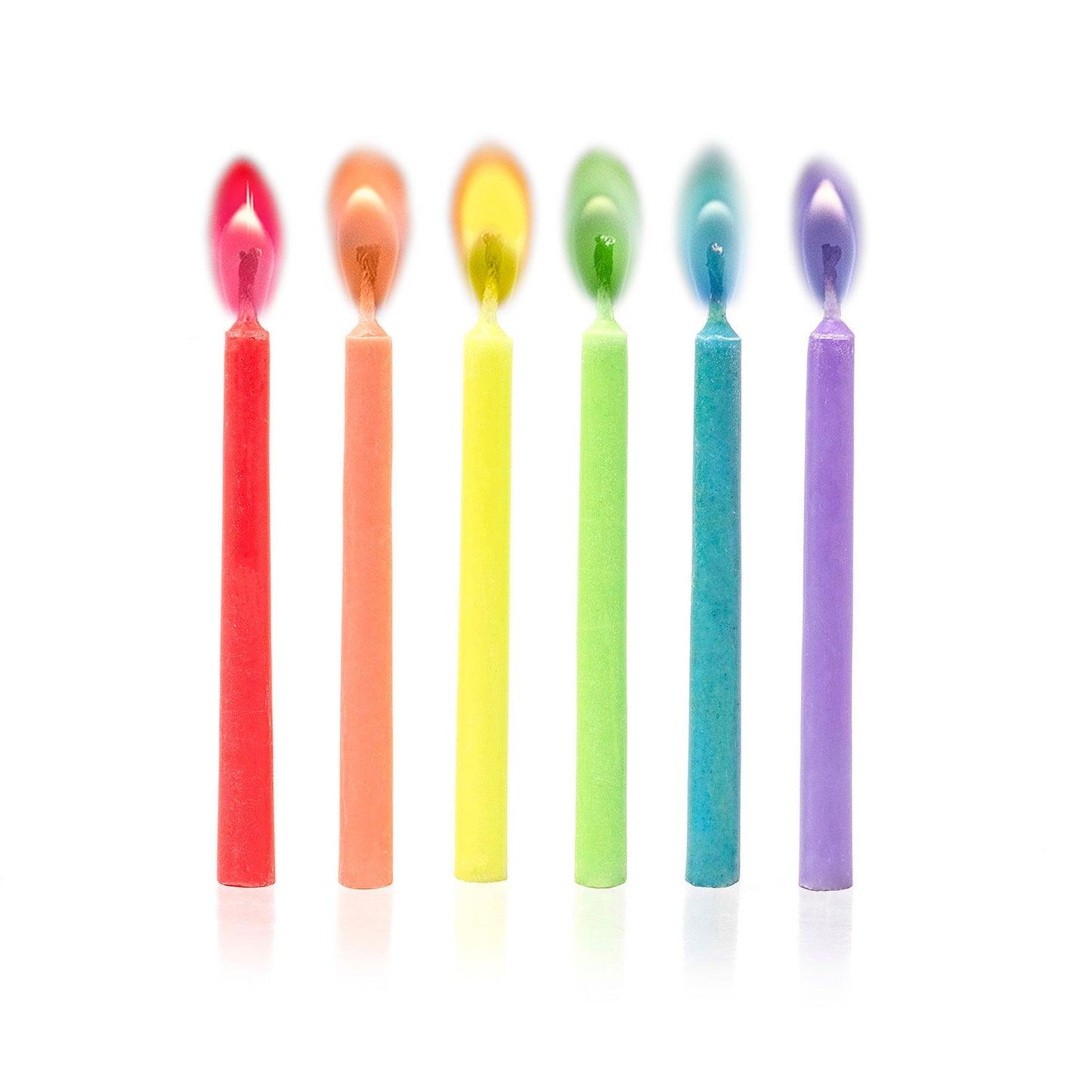 PARTY CANDLES COL. FLAME - PARTY CANDLES WITH COLOURED FLAMES - MULTICOLOR / PACK DE 12