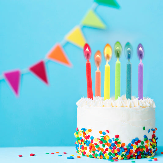 PARTY CANDLES COL. FLAME - PARTY CANDLES WITH COLOURED FLAMES - MULTICOLOR / PACK DE 12