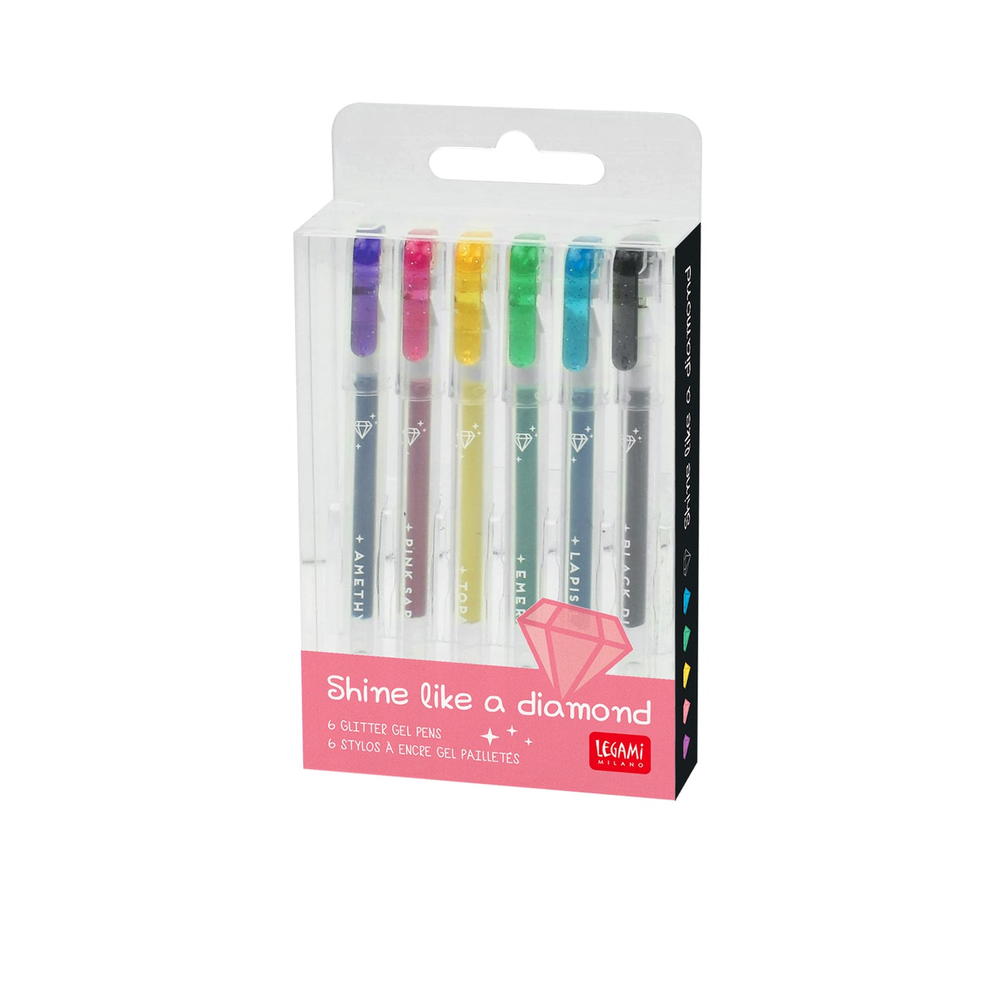 SET OF 6 GLITTER GEL PENS - SHINE LIKE A DIAMOND - MULTICOLOR / PACK DE 12