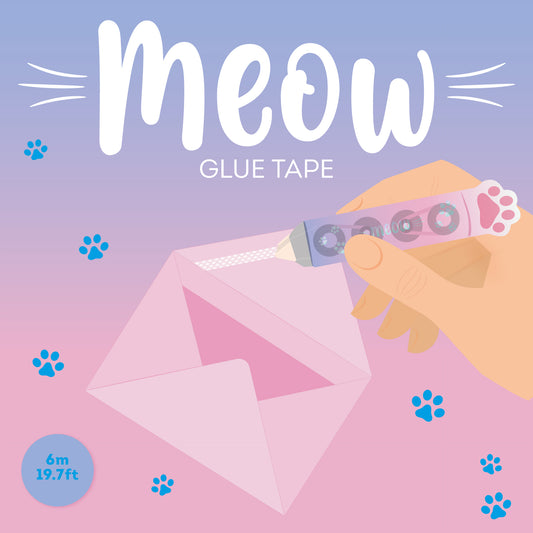 GLUE TAPE - MEOW - KITTY / PACK DE 12