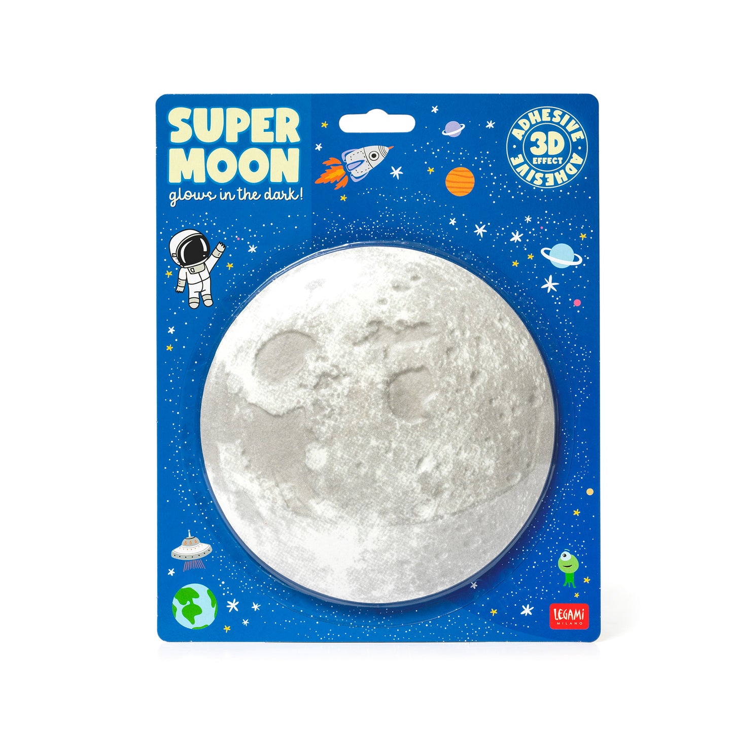 ADHESIVE GLOW-IN-THE-DARK MOON - SUPER MOON - SPACE / PACK DE 8