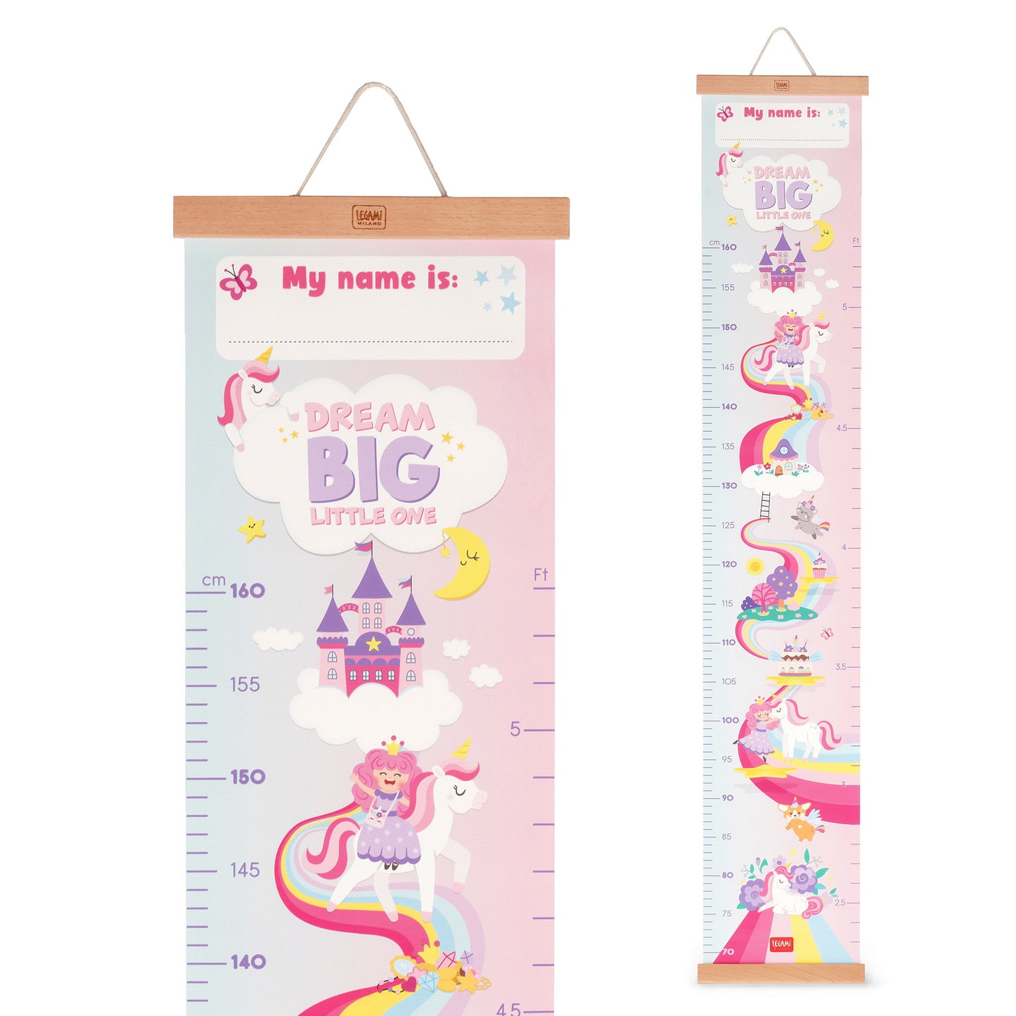 WALL-HANGING HEIGHT CHART - DREAM BIG, LITTLE ONE - UNICORN / PACK DE 4