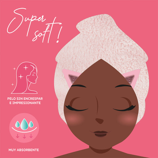 HAIR TURBAN TOWEL - LOVE MY HAIR - KITTY / PACK DE 6