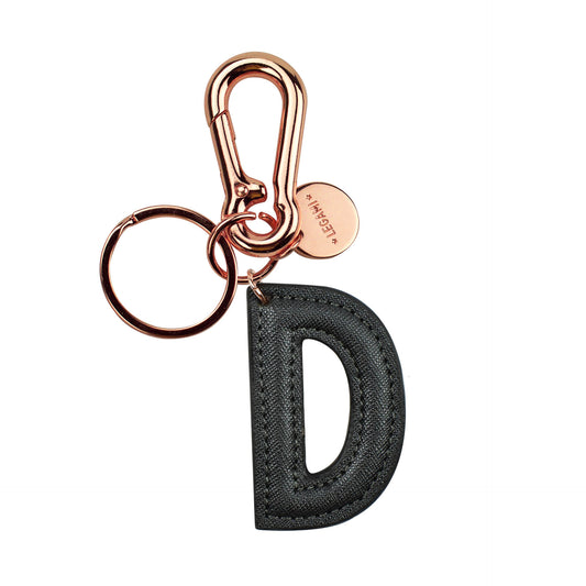 KEY RING - MY INITIAL - BLACK - D / PACK DE 1