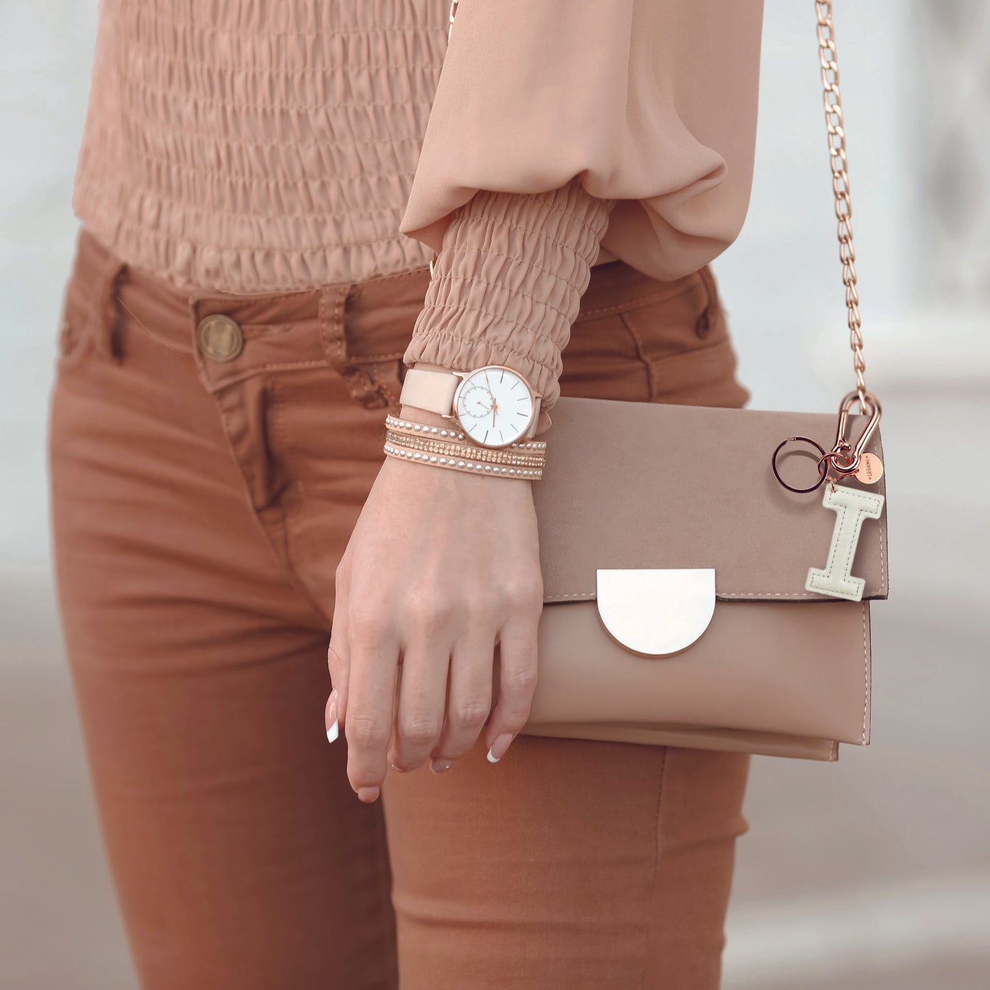 KEY RING - MY INITIAL - WHITE - I / PACK DE 1