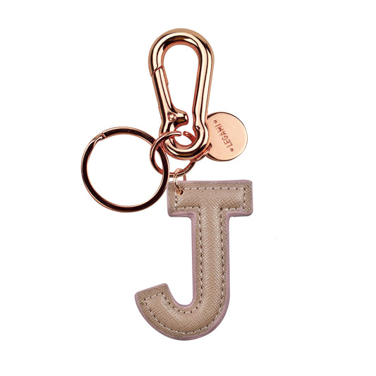 KEY RING - MY INITIAL - GOLD ROSE - J / PACK DE 1