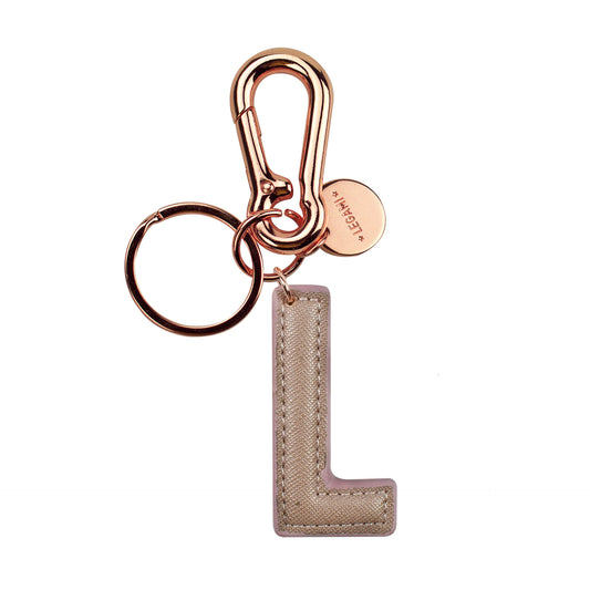 KEY RING - MY INITIAL - GOLD ROSE - L / PACK DE 1