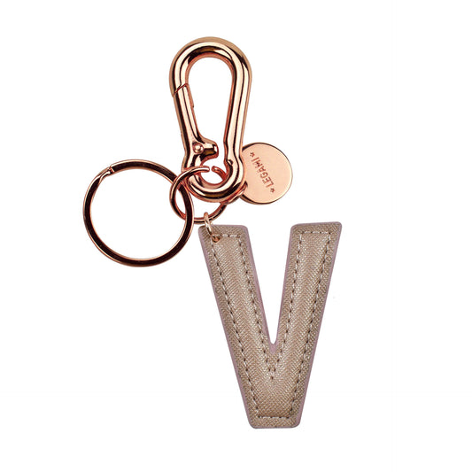 KEY RING - MY INITIAL - GOLD ROSE - V / PACK DE 1