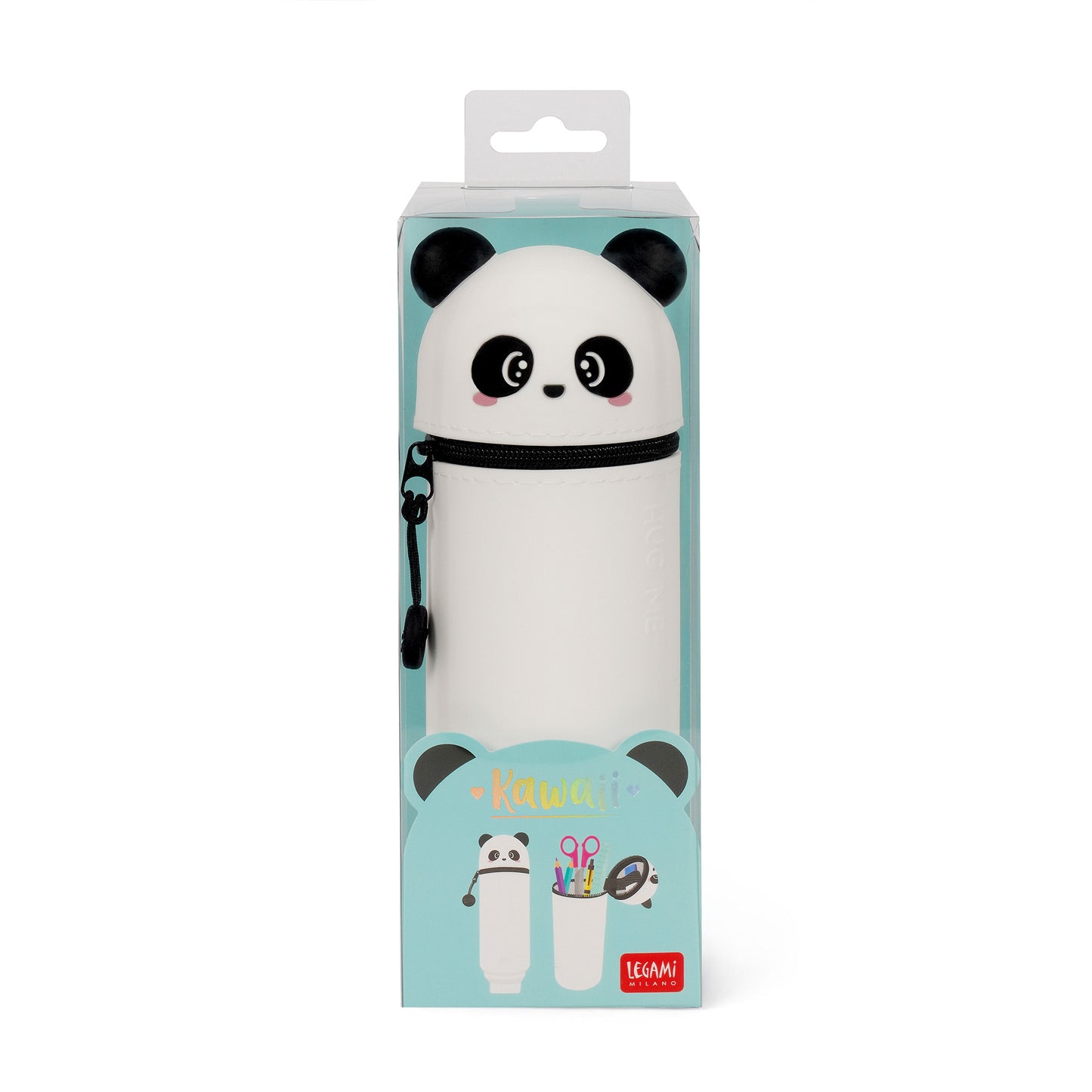 2-IN-1 SILICONE PENCIL CASE - KAWAII - PANDA / PACK DE 4