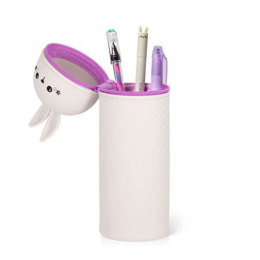 2-IN-1 SILICONE PENCIL CASE - KAWAII - BUNNY / PACK DE 4