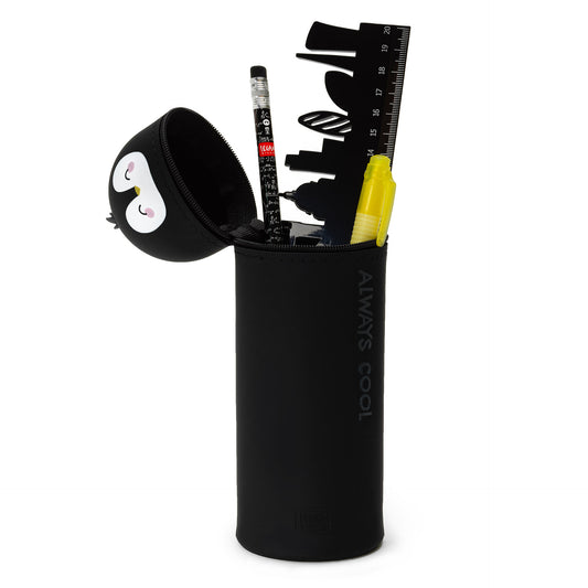 2-IN-1 SILICONE PENCIL CASE - KAWAII - PENGUIN / PACK DE 4