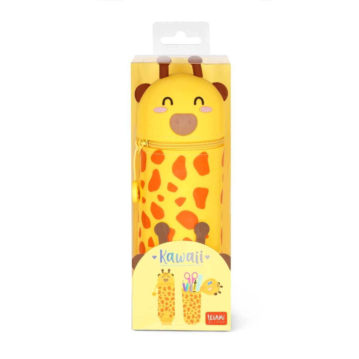 2-IN-1 SILICONE PENCIL CASE - KAWAII - GIRAFFE / PACK DE 4