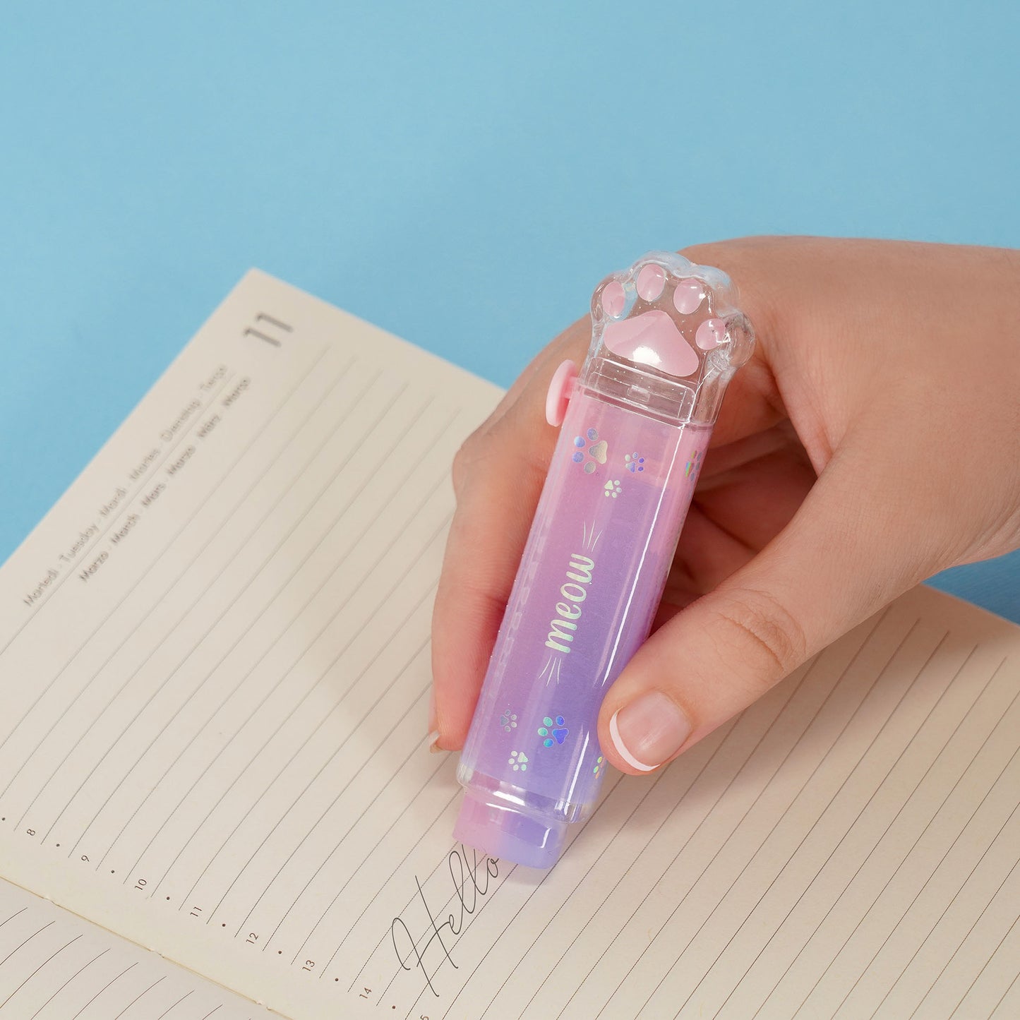 RETRACTABLE ERASER - MEOW - KITTY / PACK DE 10