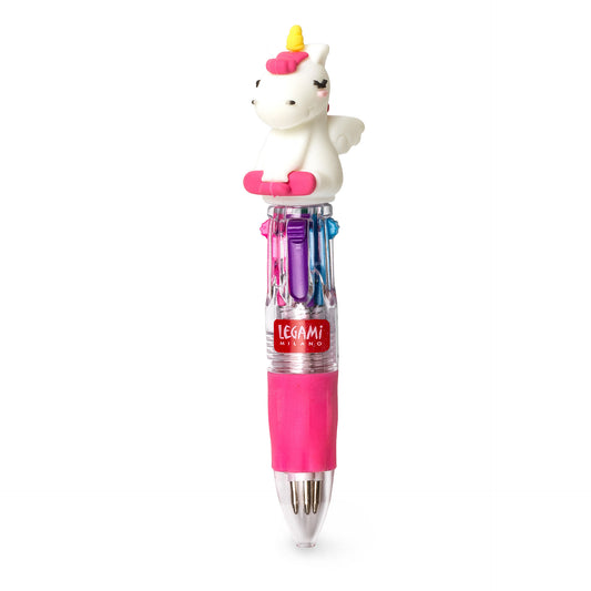 MINI 4-COLOUR BALLPOINT PEN - MINI MAGIC RAINBOW - UNICORN / PACK DE 24