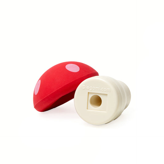 PENCIL SHARPENER W/ERASER - MAGIC MUSHROOM - RED - MUSHROOMS / PACK DE 12