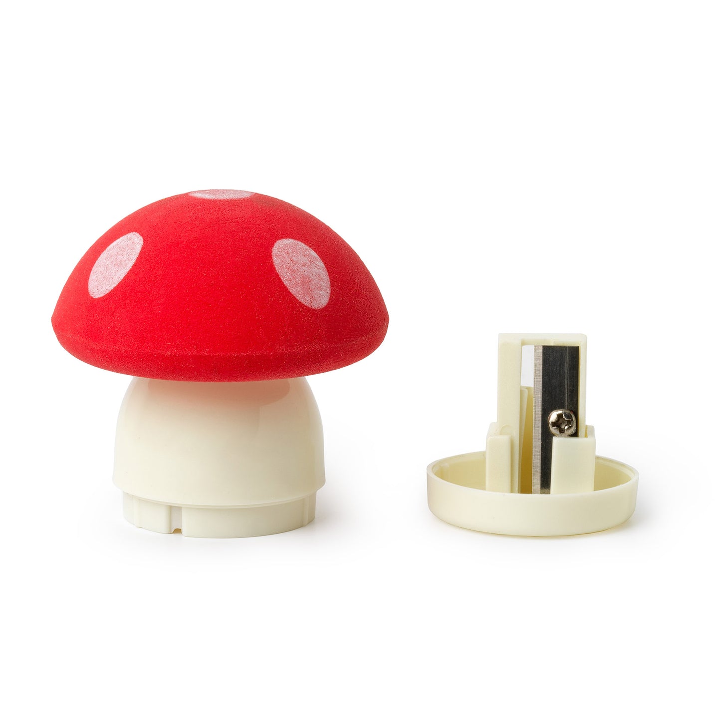 PENCIL SHARPENER W/ERASER - MAGIC MUSHROOM - RED - MUSHROOMS / PACK DE 12
