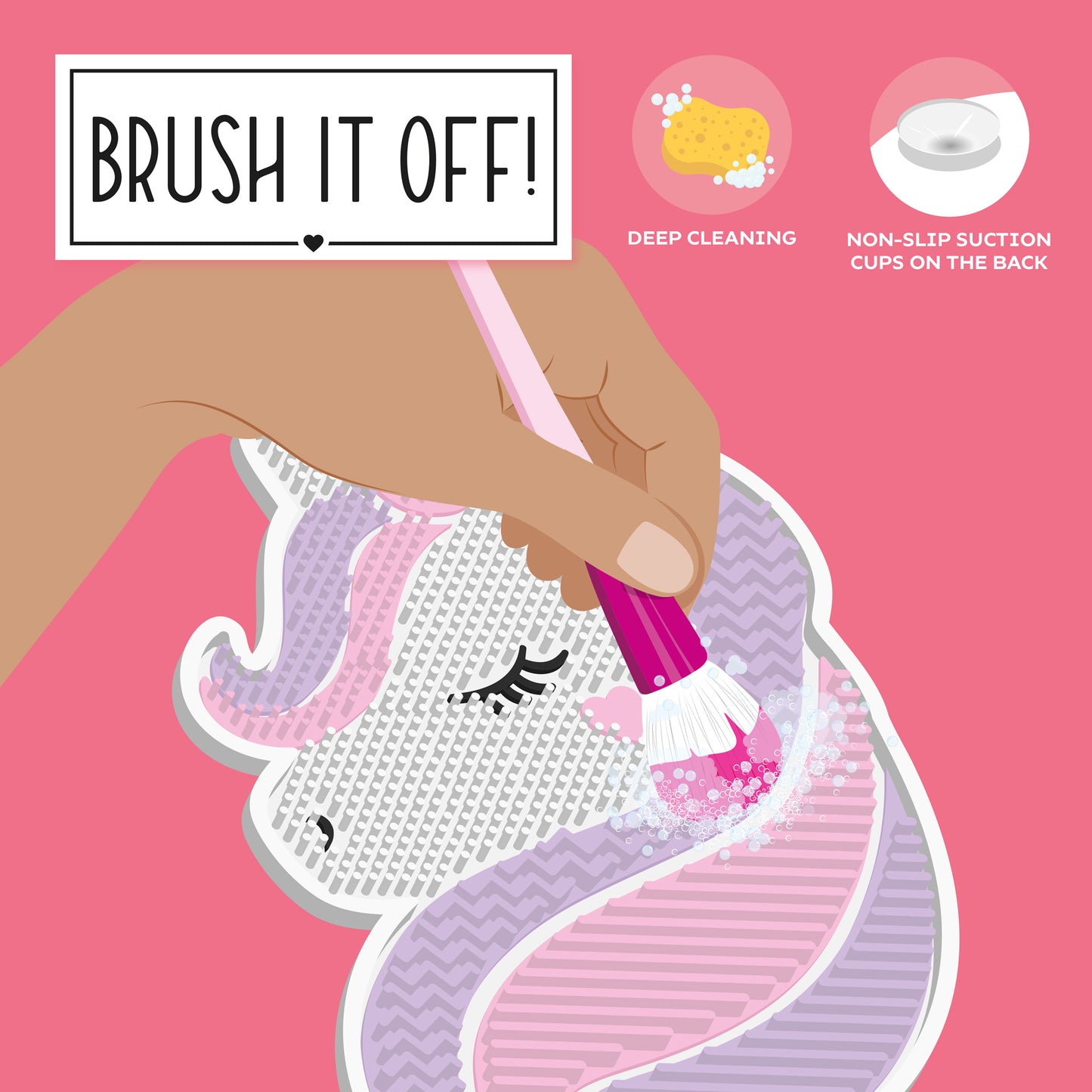 MAKE-UP BRUSH CLEANING PAD - BRUSH IT OFF! - UNICORN / PACK DE 6
