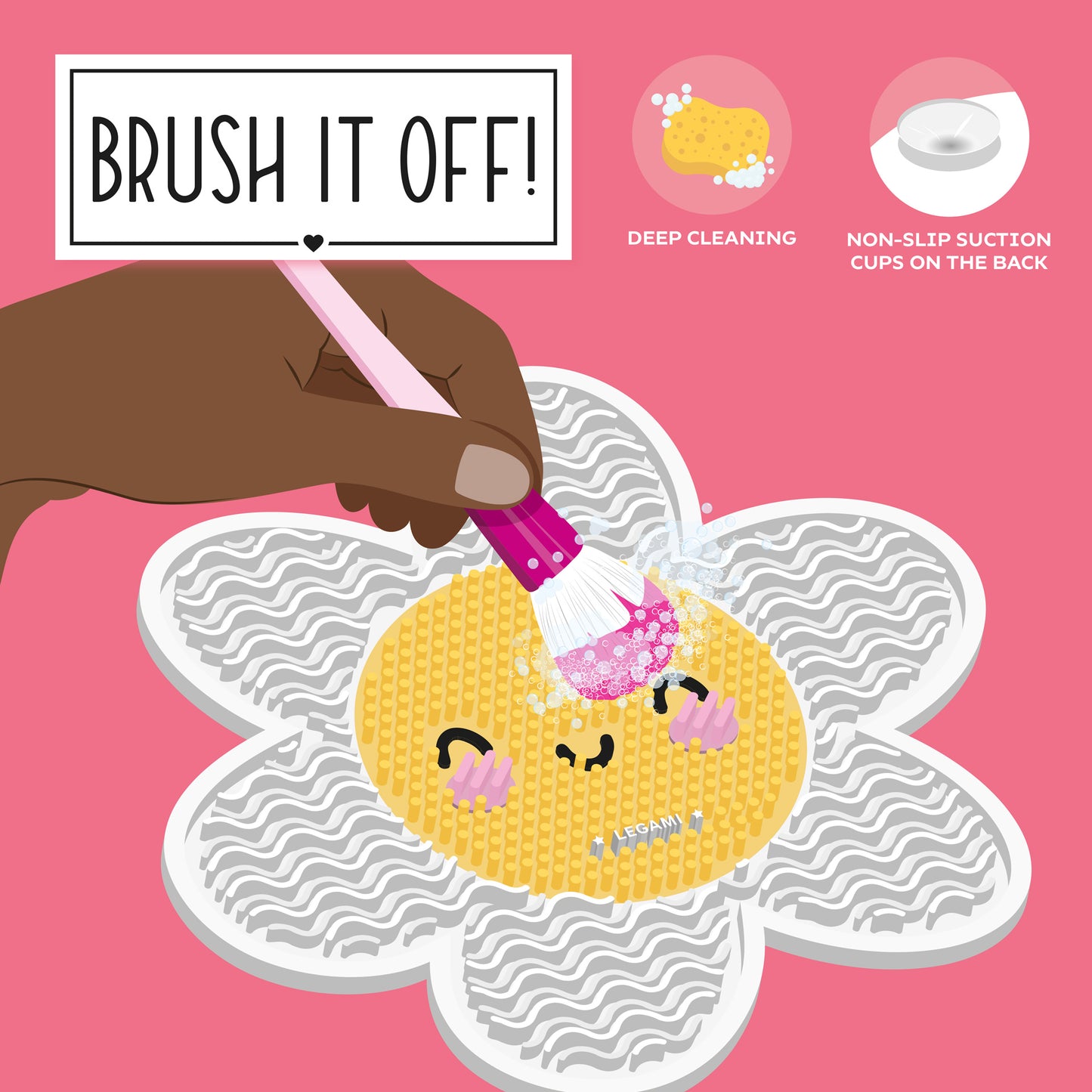 MAKE-UP BRUSH CLEANING PAD - BRUSH IT OFF! - DAISY / PACK DE 6