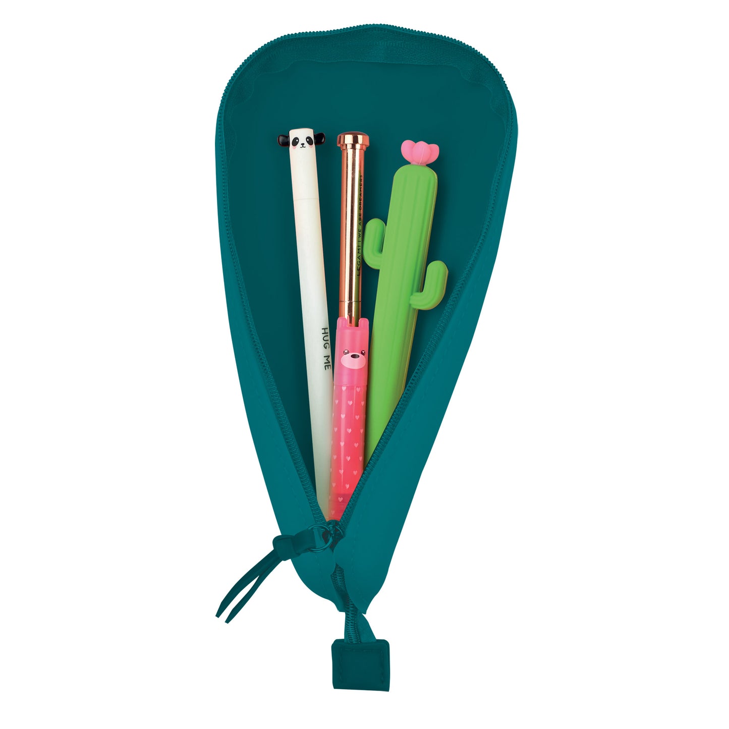 SOFT SILICONE PENCIL CASE - CUTE! - PETROL BLUE / PACK DE 4