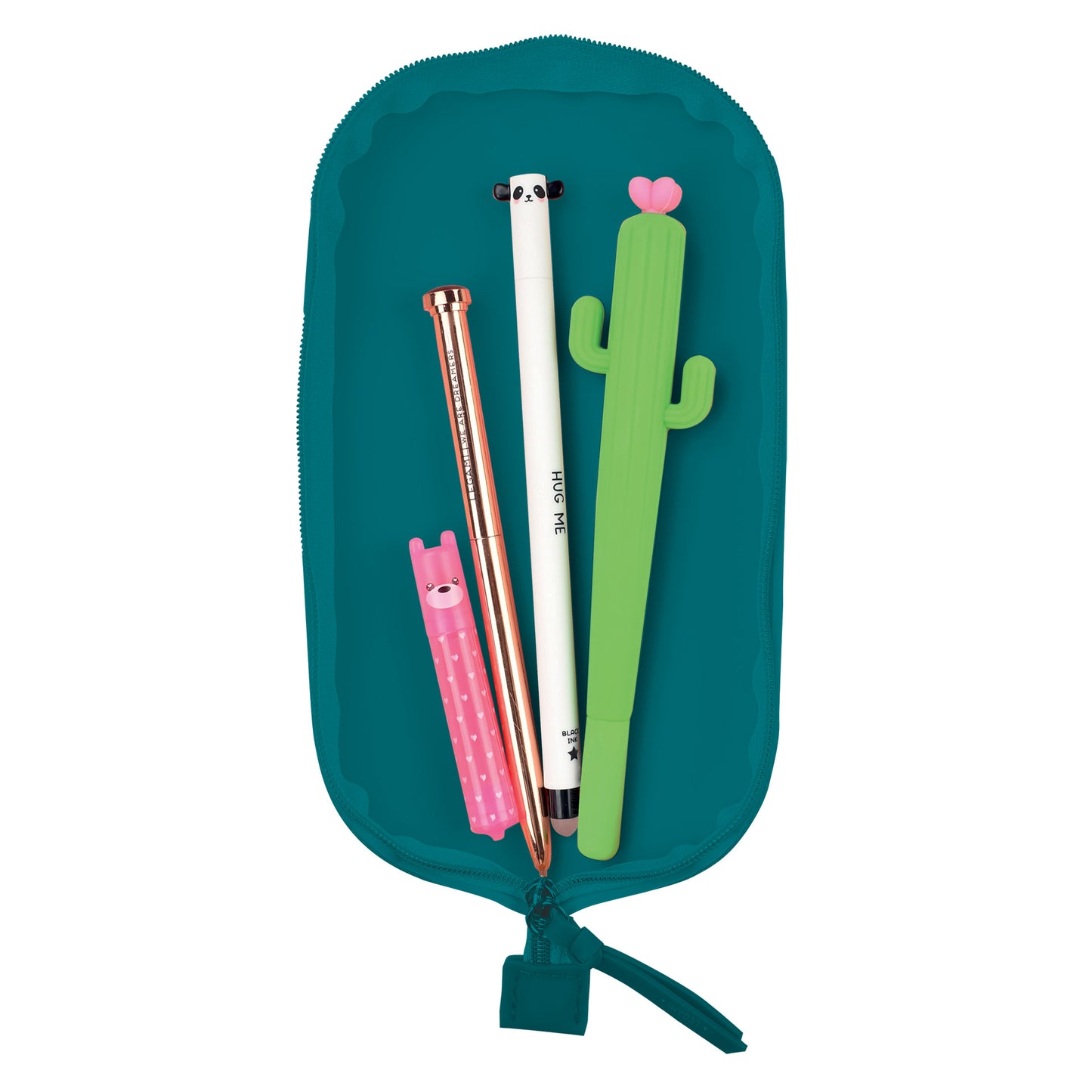 SOFT SILICONE PENCIL CASE - CUTE! - PETROL BLUE / PACK DE 4