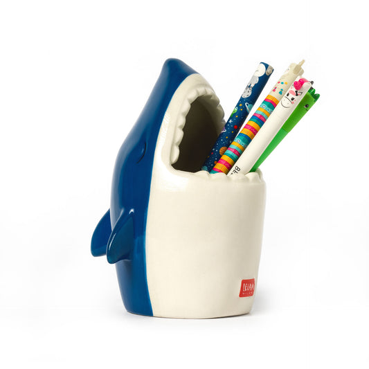 CERAMIC PEN HOLDER - DESK FRIENDS - SHARK / PACK DE 2
