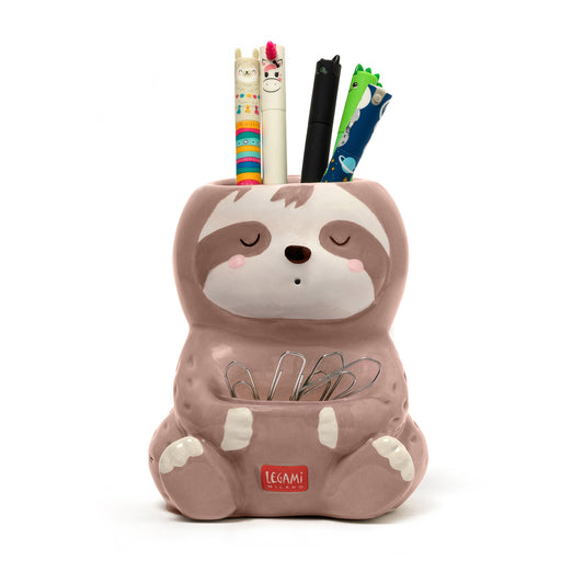 CERAMIC PEN HOLDER - DESK FRIENDS - SLOTH / PACK DE 2