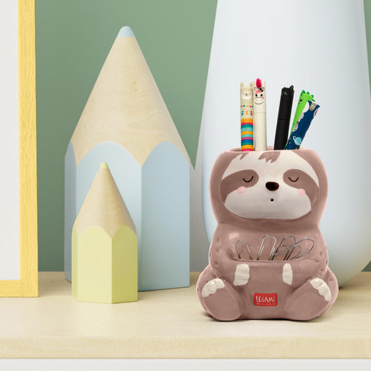 CERAMIC PEN HOLDER - DESK FRIENDS - SLOTH / PACK DE 2