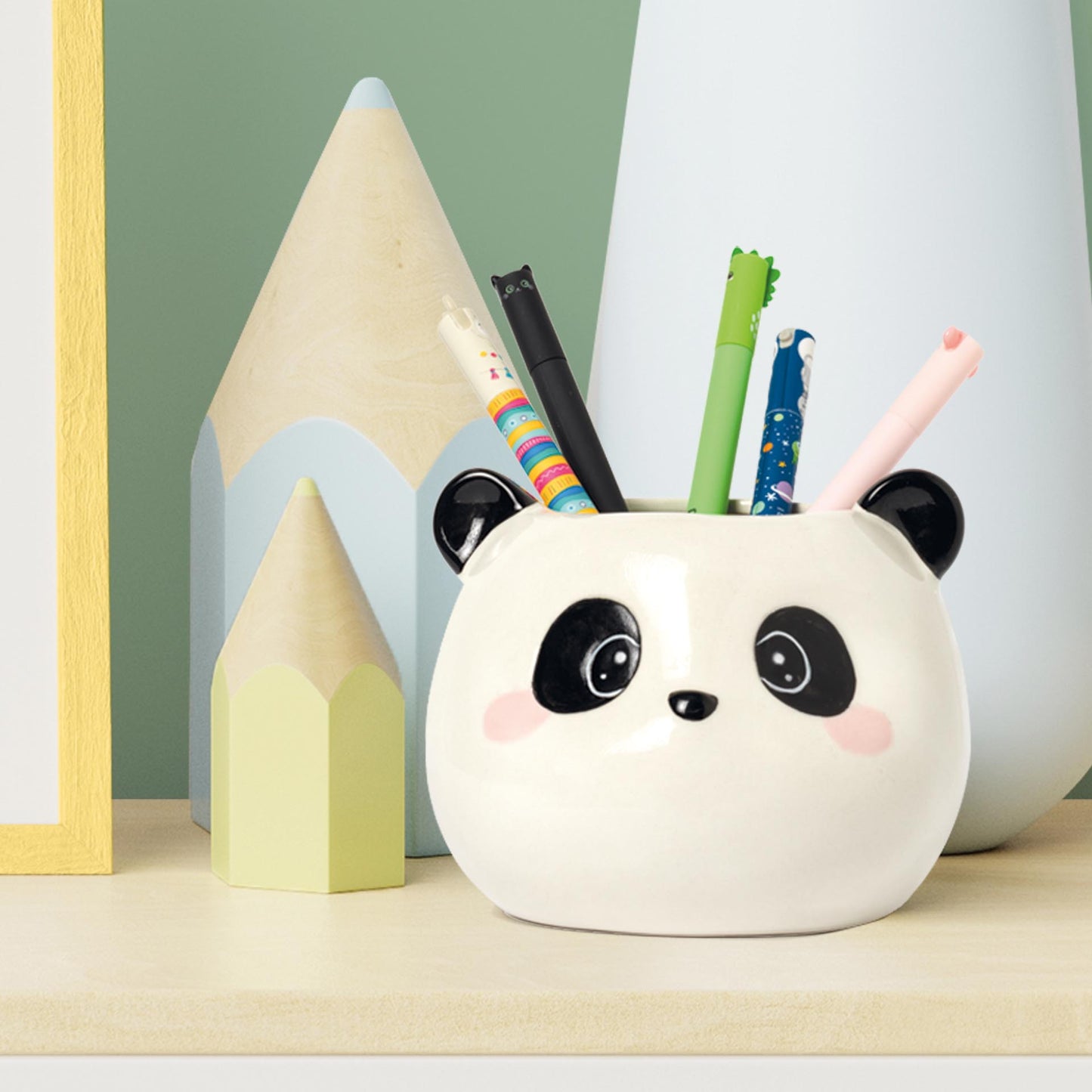 CERAMIC PEN HOLDER - DESK FRIENDS - PANDA / PACK DE 2