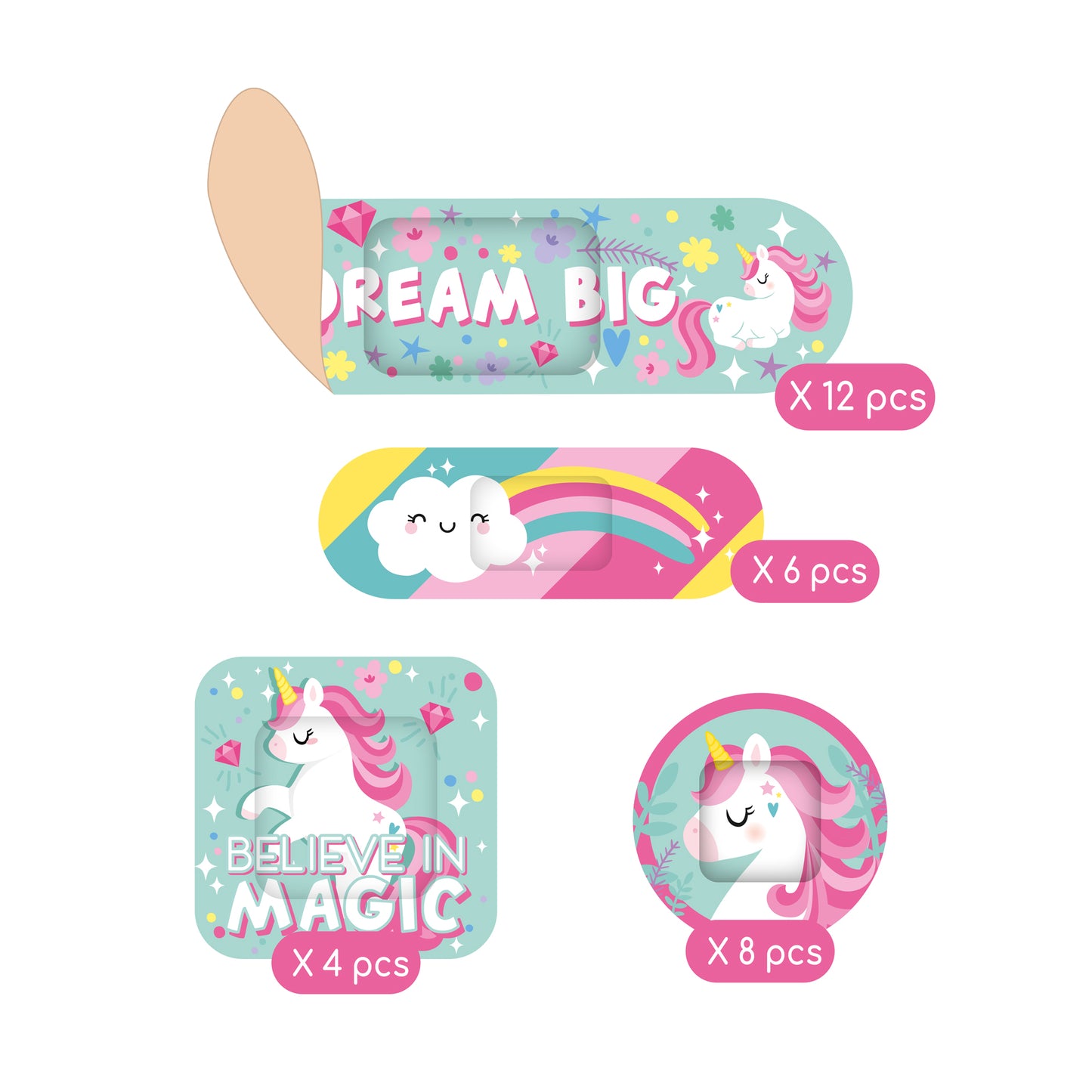 30 P. ADHESIVE BANDAGES - BE BRAVE - UNICORN / PACK DE 6