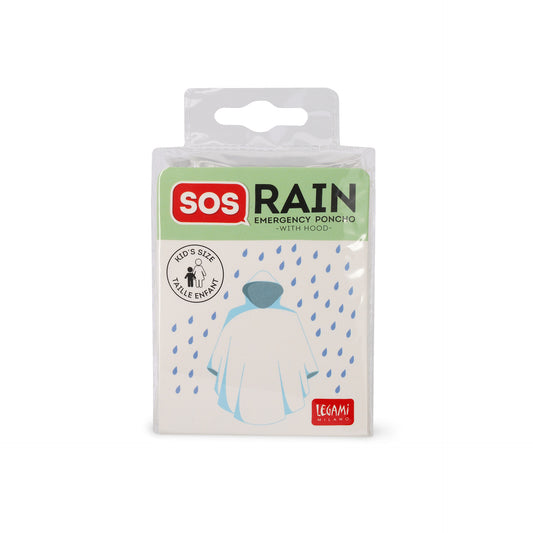 DISPOSABLE RAIN PONCHO WITH HO - SOS RAIN-KID'S SIZE - TRANSPARENT / PACK DE 18
