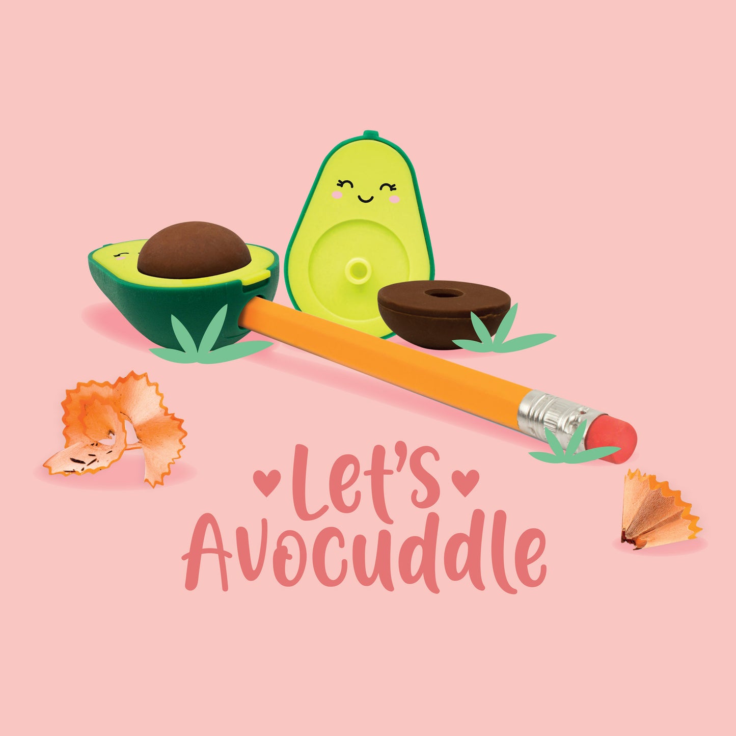 PENCIL SHARPENER W/ERASER - LET'S AVOCUDDLE - AVOCADO / PACK DE 12