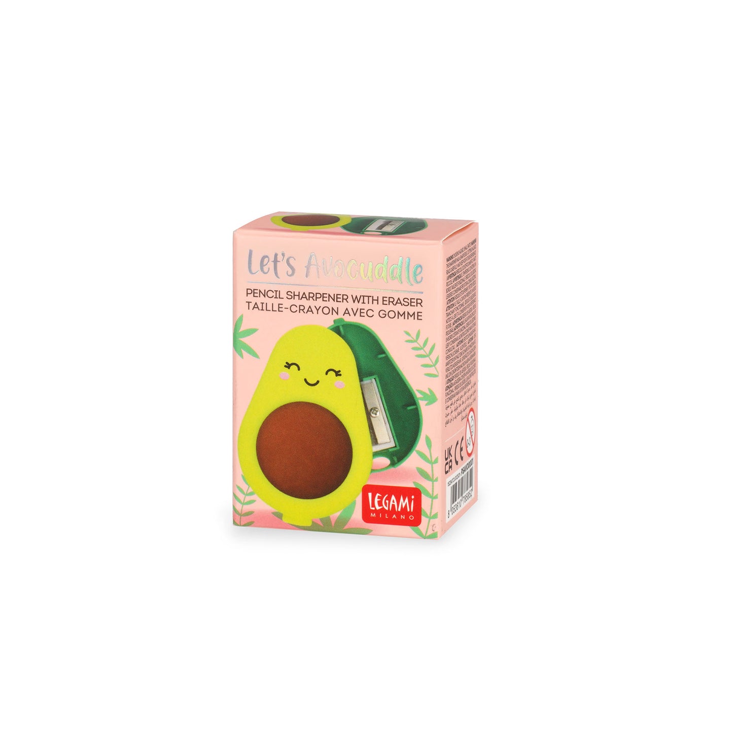 PENCIL SHARPENER W/ERASER - LET'S AVOCUDDLE - AVOCADO / PACK DE 12