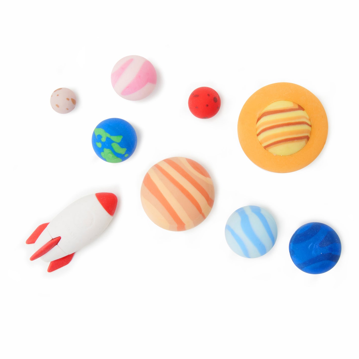 SET OF 9 ERASERS - SOLAR SYSTEM - SPACE / PACK DE 6